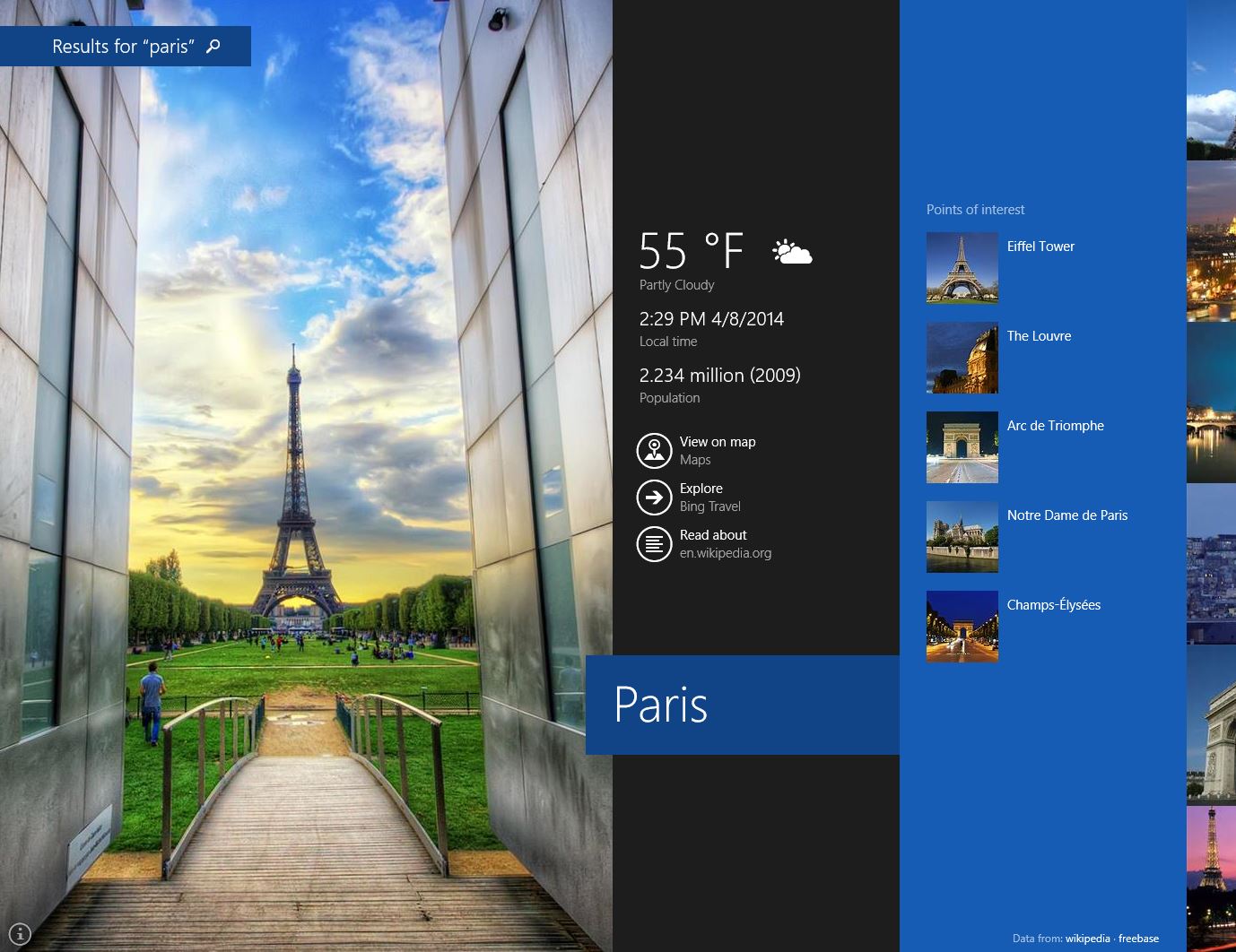 Paris search windows 8.1