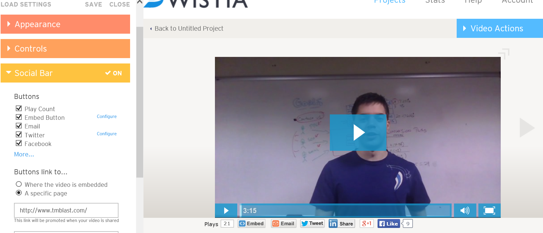 Wistia Customize the social