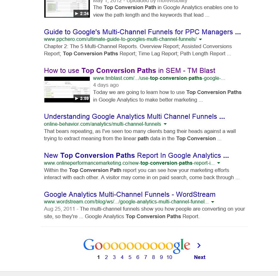 Page 1 in Google