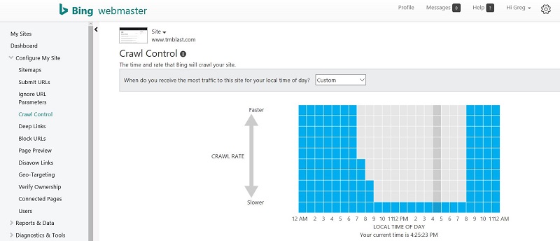 Crawl Control Bing