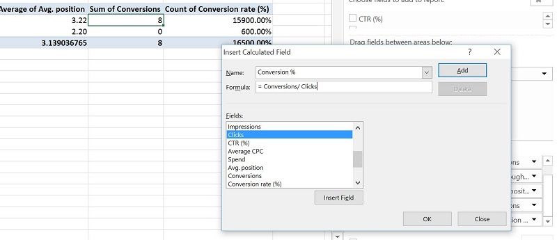 Insert Calculated Field