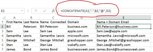 Formula to Create an Email Address