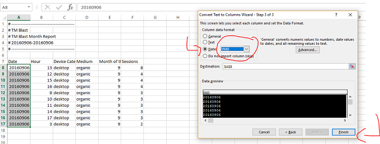 Step 3 Coverting Text to a Date in Excel