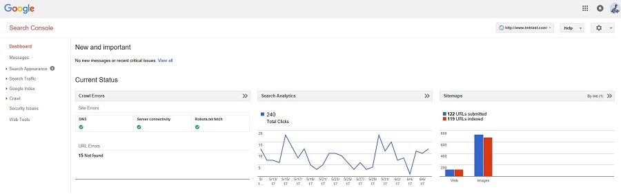 Google Search Console Dashboard
