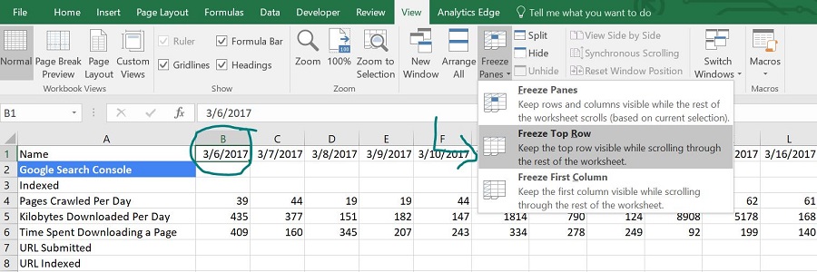 How to Freeze Top Row