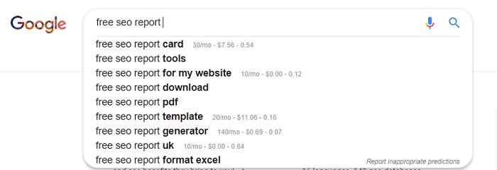 Free SEO Reports in Google
